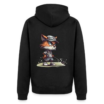 Cat Playing Golf Golfer Golfing Cat Lover - Unisex Premium Bio Zip Hoodie - Schwarz - Hinten - Nico (187cm)