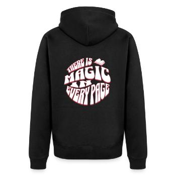 Magic on Every Page - Bücher lesen Englisch Lehrer - Unisex Premium Bio Zip Hoodie - Schwarz - Hinten - Nico (187cm)