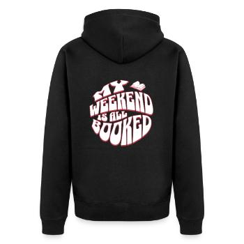 My Weekend is All Booked - Bücher Englisch Lehrer - Unisex Premium Bio Zip Hoodie - Schwarz - Hinten - Nico (187cm)