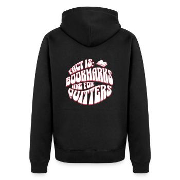 Bookmarks Are for Quitters - Retro Englisch Lehrer - Unisex Premium Bio Zip Hoodie - Schwarz - Hinten - Nico (187cm)