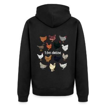 J’adore les poulets - Veste à capuche bio Premium Unisexe - noir - Dos - Nico (187cm)
