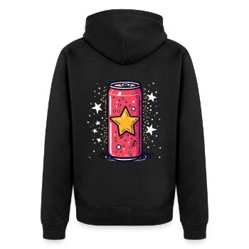Une canette de boisson, la boisson énergisante Cartoon Pop - Veste à capuche bio Premium Unisexe - noir - Dos - Nico (187cm)