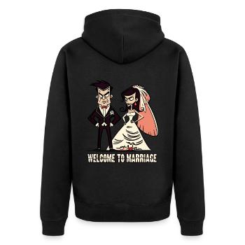 Bienvenue au mariage, au marié et à la mariée - Veste à capuche bio Premium Unisexe - noir - Dos - Nico (187cm)