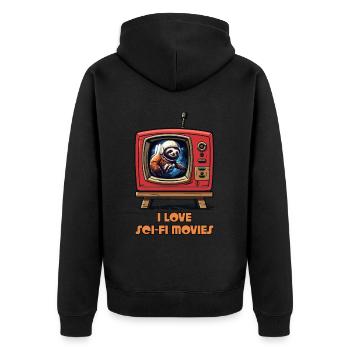 I love sci-fi movies and sloths - Unisex Premium Organic Zip Hoodie - black - Back - Nico (187cm)