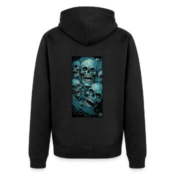 Fear of the horror of zombie skulls - Unisex Premium Organic Zip Hoodie - black - Back - Nico (187cm)