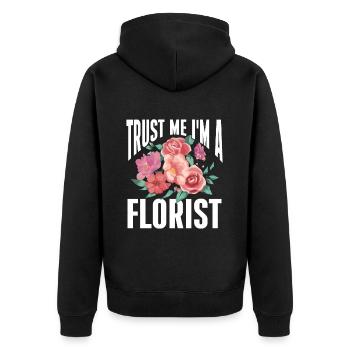 Cadeau de fleuriste, Designer Floral disant, fleuriste - Veste à capuche bio Premium Unisexe - noir - Dos - Nico (187cm)