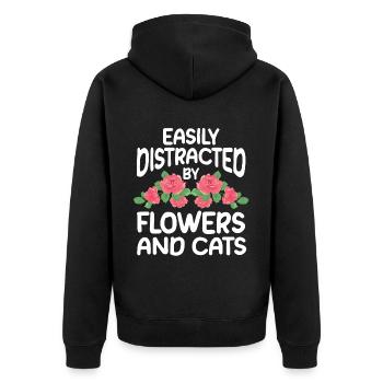 Cadeau de fleuriste, Designer Floral disant, fleuriste - Veste à capuche bio Premium Unisexe - noir - Dos - Nico (187cm)