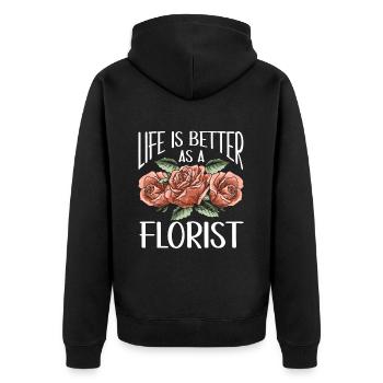 Cadeau de fleuriste, Designer Floral disant, fleuriste - Veste à capuche bio Premium Unisexe - noir - Dos - Nico (187cm)