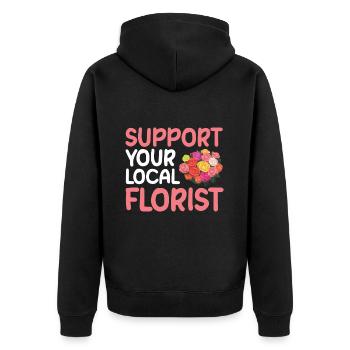 Cadeau de fleuriste, Designer Floral disant, fleuriste - Veste à capuche bio Premium Unisexe - noir - Dos - Nico (187cm)