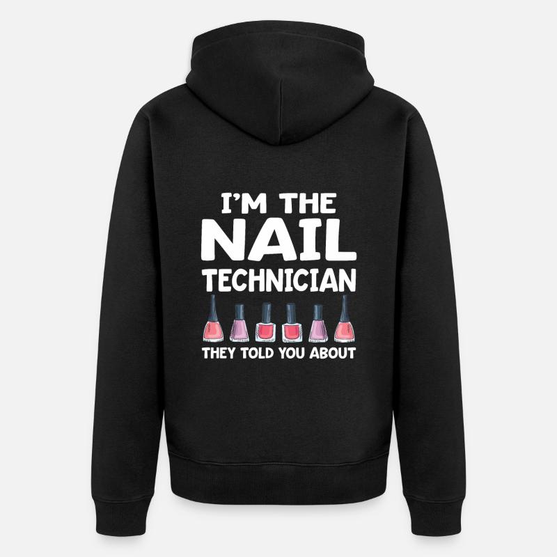 Nageltechniker Nagelstudio Nail Tech - Unisex Premium Bio Zip Hoodie - Schwarz