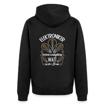 Watt, intelligente Elektroniker - Unisex Premium Bio Zip Hoodie - Schwarz - Hinten - Nico (187cm)