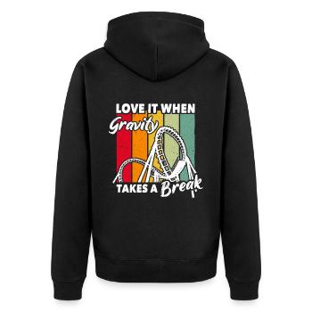 Achterbahn Roller Coaster - Unisex Premium Bio Zip Hoodie - Schwarz - Hinten - Nico (187cm)