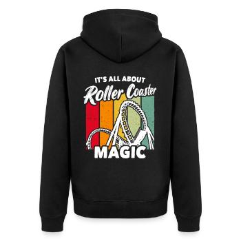 Achterbahn Roller Coaster - Unisex Premium Bio Zip Hoodie - Schwarz - Hinten - Nico (187cm)