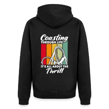 Achterbahn Roller Coaster - Unisex Premium Bio Zip Hoodie - Schwarz - Hinten - Nico (187cm)
