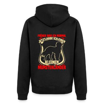 Jetzt habe ich einen Kleiner Münsterländer - Unisex Premium Bio Zip Hoodie - Schwarz - Hinten - Nico (187cm)