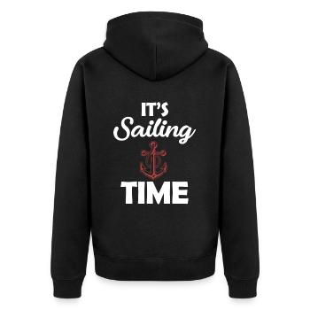 Es Ist Segelzeit Yachting Pontonboot Nauti Segler - Unisex Premium Bio Zip Hoodie - Schwarz - Hinten - Nico (187cm)