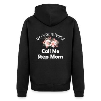 Meine Lieblingsmenschen Nennen Mich Stiefmutter, - Unisex Premium Bio Zip Hoodie - Schwarz - Hinten - Nico (187cm)