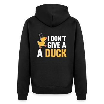 I don't give duck lover poultry farmer - Unisex Premium Organic Zip Hoodie - black - Back - Nico (187cm)
