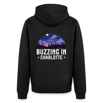 Charlotte, North Carolina, USA, Amerika, Vereinigte Staaten - Unisex Premium Bio Zip Hoodie - Schwarz - Hinten - Nico (187cm)