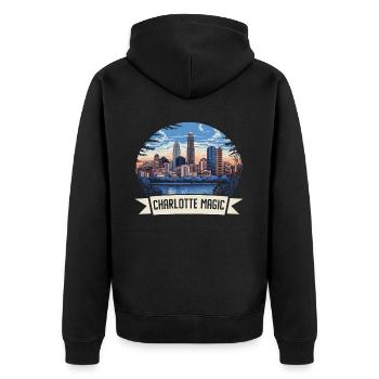 Charlotte, North Carolina, USA, Amerika, Vereinigte Staaten - Unisex Premium Bio Zip Hoodie - Schwarz - Hinten - Nico (187cm)