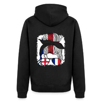 Moitié Anglais Moitié Française Fille France Angleterre - Veste à capuche bio Premium Unisexe - noir - Dos - Nico (187cm)