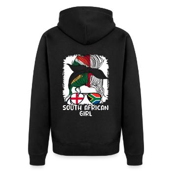 Moitié Anglais Moitié Sud-Africain Fille Afrique du Sud - Veste à capuche bio Premium Unisexe - noir - Dos - Nico (187cm)