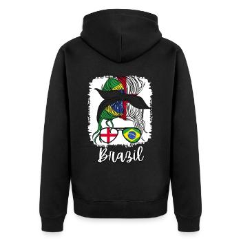 Brésil Moitié Brésilien Moitié Anglais Fille Angleterre - Veste à capuche bio Premium Unisexe - noir - Dos - Nico (187cm)