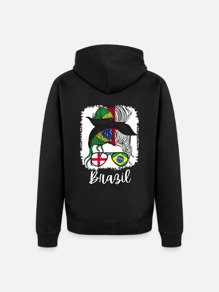 Brésil Moitié Brésilien Moitié Anglais Fille Angleterre - Veste à capuche bio Premium Unisexe - noir