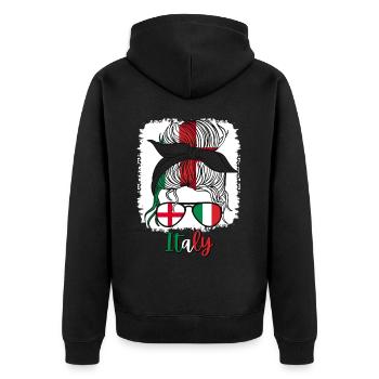 Italie Italie Moitié Anglaise Moitié Italienne Fille - Veste à capuche bio Premium Unisexe - noir - Dos - Nico (187cm)