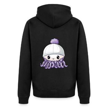 Octopus Bande dessinée de poulpe d’hiver - Veste à capuche bio Premium Unisexe - noir - Dos - Nico (187cm)