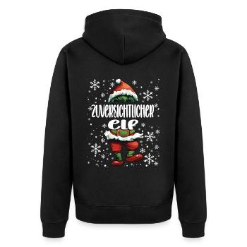 Weihnachtsoutfit Zuversichtlicher Elf - Unisex Premium Bio Zip Hoodie - Schwarz - Hinten - Nico (187cm)