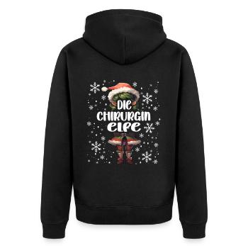Weihnachtsoutfit Chirurgin Wichtel - Unisex Premium Bio Zip Hoodie - Schwarz - Hinten - Nico (187cm)