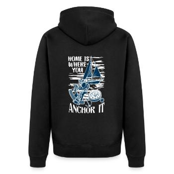 Segler Segelboot Zubehör Segelschiff - Unisex Premium Bio Zip Hoodie - Schwarz - Hinten - Nico (187cm)