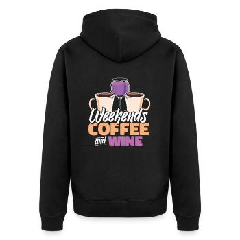 Kaffee Cafe Wochenende Kaffeewein - Unisex Premium Bio Zip Hoodie - Schwarz - Hinten - Nico (187cm)