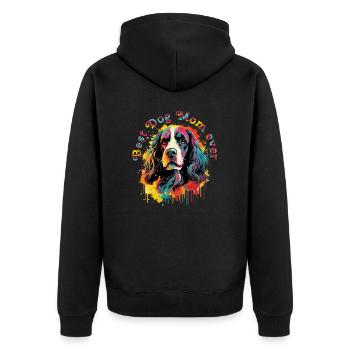 Hunde-Mama Hunderasse Englisch Springer-Spaniel - Unisex Premium Bio Zip Hoodie - Schwarz - Hinten - Nico (187cm)