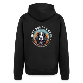 Hunde-Papa Hunderasse Englisch Springer-Spaniel - Unisex Premium Bio Zip Hoodie - Schwarz - Hinten - Nico (187cm)
