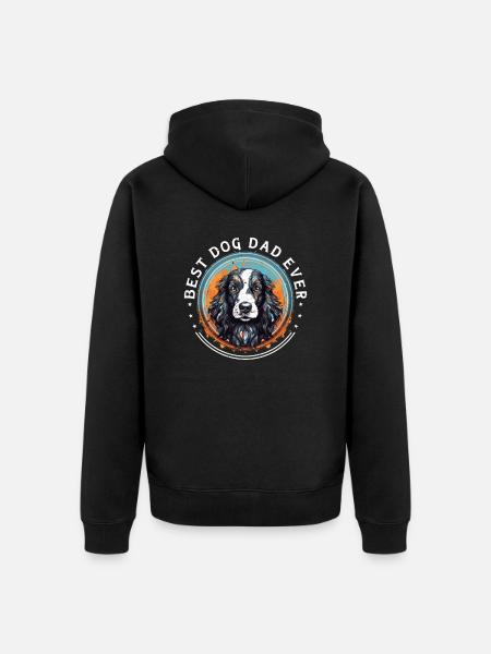 Hunde-Papa Hunderasse Englisch Springer-Spaniel - Unisex Premium Bio Zip Hoodie - Schwarz
