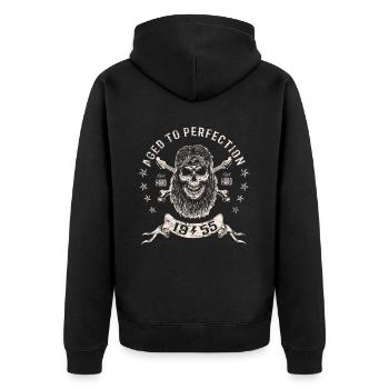 1955 Birthday Aged to perfection Rock Hard - Unisex Premium Organic Zip Hoodie - black - Back - Nico (187cm)