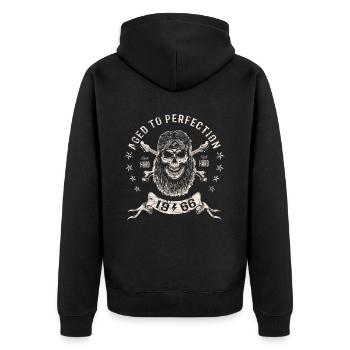 1966 Birthday Aged to perfection Rock Hard - Unisex Premium Organic Zip Hoodie - black - Back - Nico (187cm)