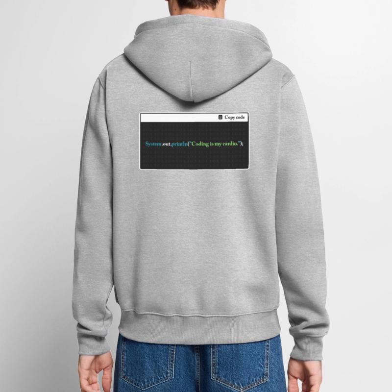 Coding Is My Cardio Funny Programming Computer Cod Unisex Premium Bio Zip Hoodie