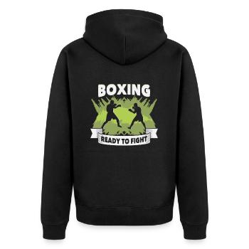 Boxer Kampfsport Boxtrainer Boxing - Unisex Premium Bio Zip Hoodie - Schwarz - Hinten - Nico (187cm)
