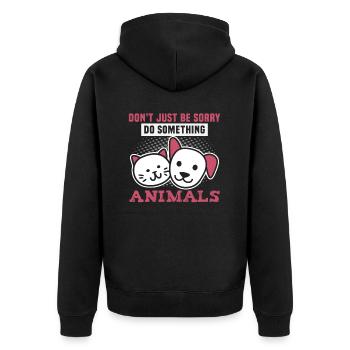 Hunderettungs Designs Für Tierrechtsaktivisten - Unisex Premium Bio Zip Hoodie - Schwarz - Hinten - Nico (187cm)