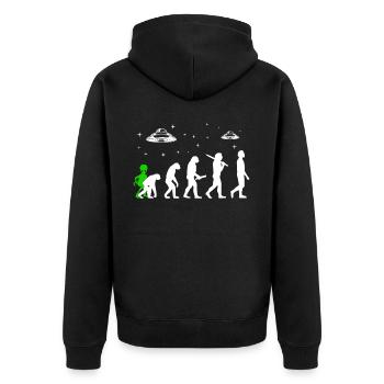 Alien, UFO, UAP, Space, Space Flying Object - Unisex Premium Organic Zip Hoodie - black - Back - Nico (187cm)