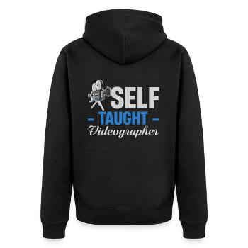 Autodidacte, Vidéaste, Drôle - Veste à capuche bio Premium Unisexe - noir - Dos - Nico (187cm)