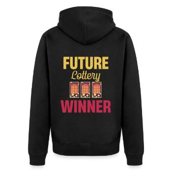 Meine Altersvorsorge Lustige Lotterie Spieler - Unisex Premium Bio Zip Hoodie - Schwarz - Hinten - Nico (187cm)