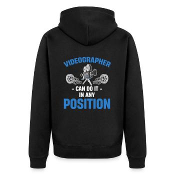 Videofilmer Können Es In Jeder Position Tun - Unisex Premium Bio Zip Hoodie - Schwarz - Hinten - Nico (187cm)