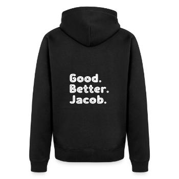 Good better Jacob - Unisex Premium Bio Zip Hoodie - Schwarz - Hinten - Nico (187cm)