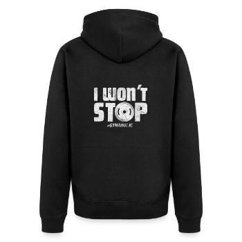 Bodybuilder - Unisex Premium Bio Zip Hoodie - Schwarz - Hinten - Nico (187cm)