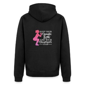 Bodybuilder - Unisex Premium Bio Zip Hoodie - Schwarz - Hinten - Nico (187cm)