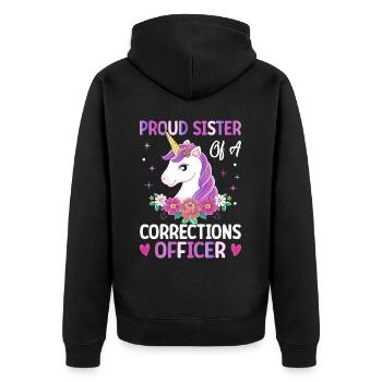 Corrections officer - Unisex Premium Organic Zip Hoodie - black - Back - Nico (187cm)